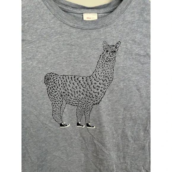 HANNA ANDERSSON boys sz 130 8 light blue lama in sneakers long sleeve tee EUC - Picture 2 of 3